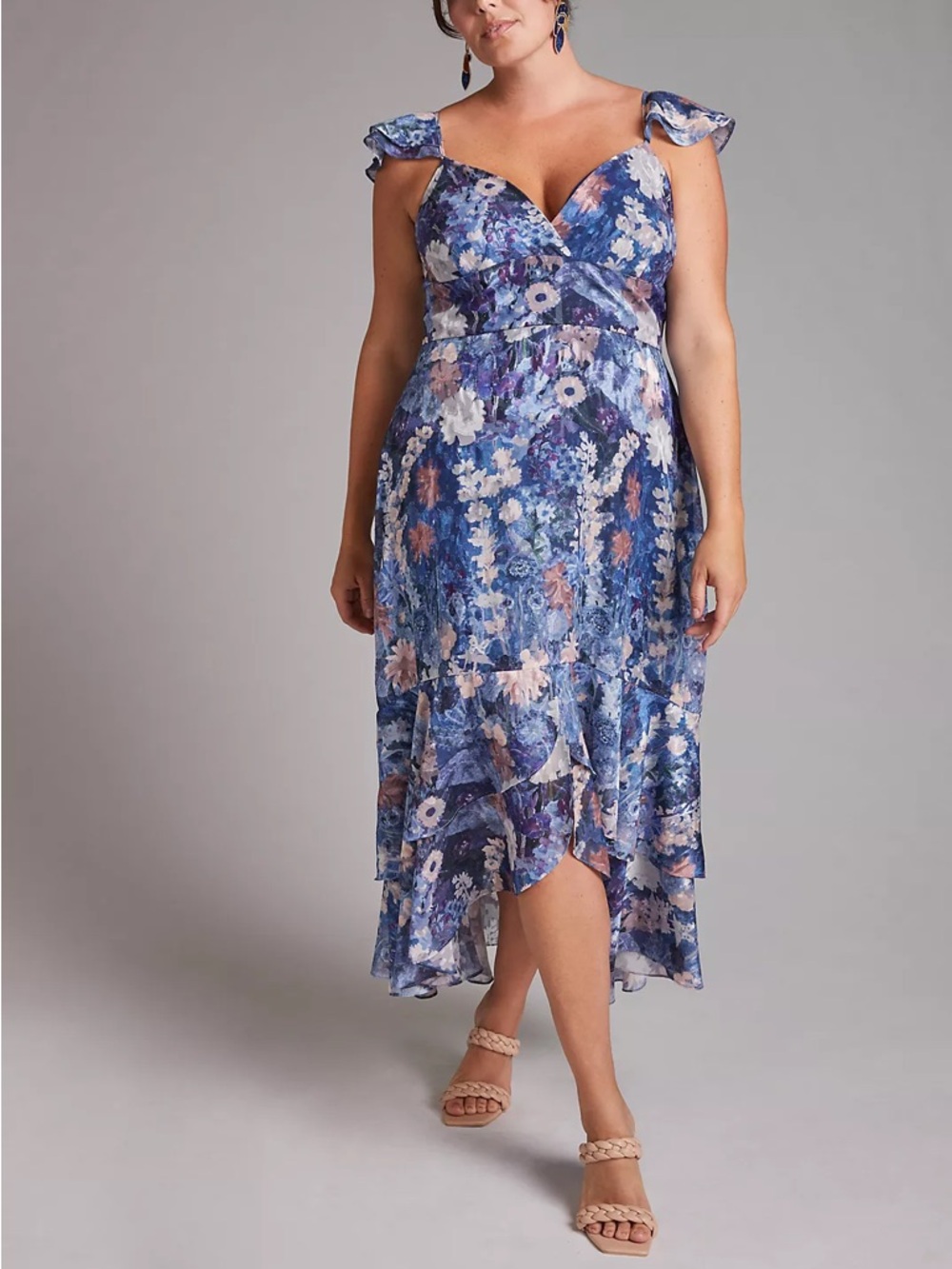 Hutch Ruffled Midi Dress Flutter Straps Sleeveless Ruffled Flowy Anthropologie